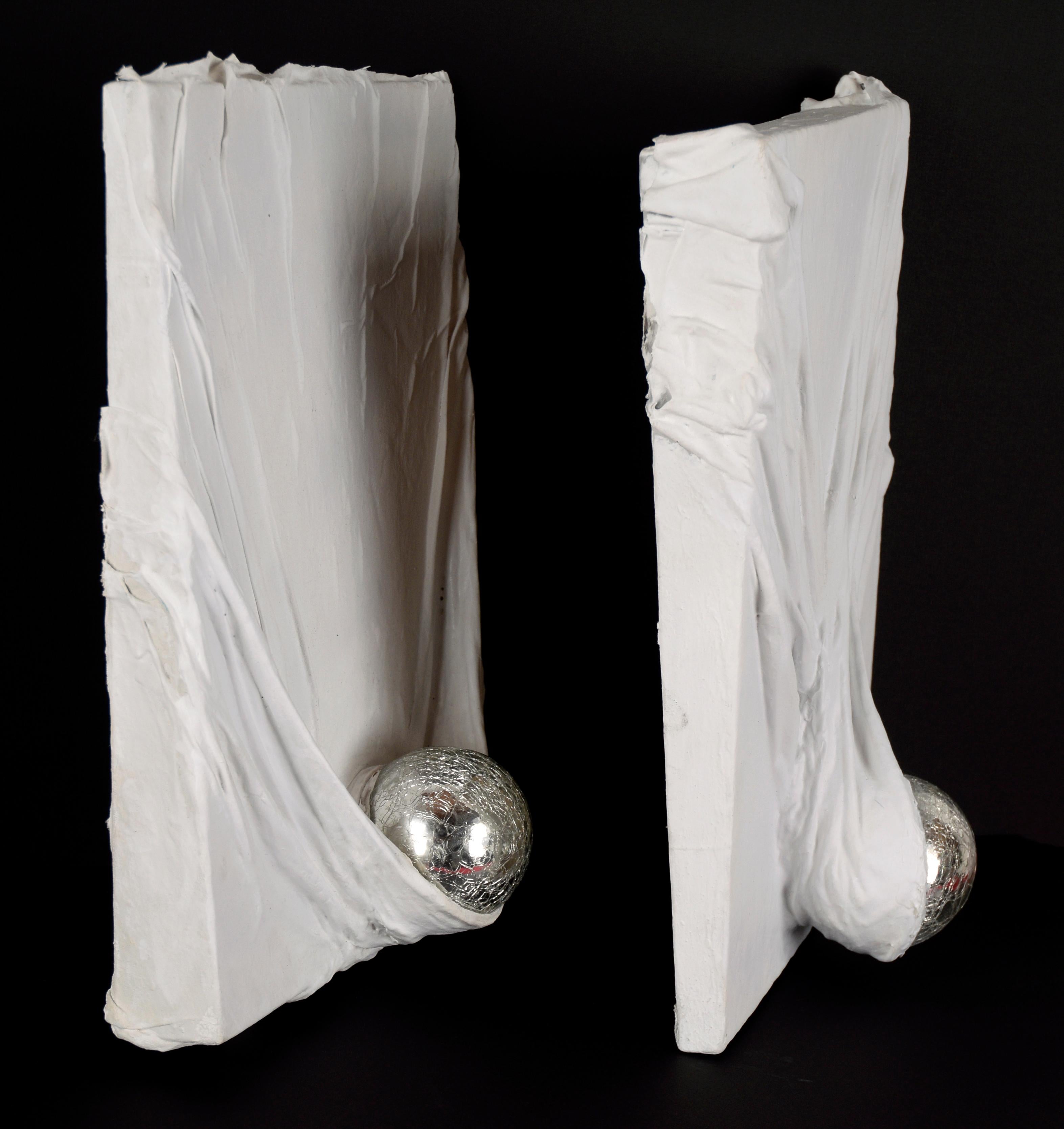 Wait, Weight - Abstract Wall Sculpture with Reflective Spheres (Pair) For Sale 2