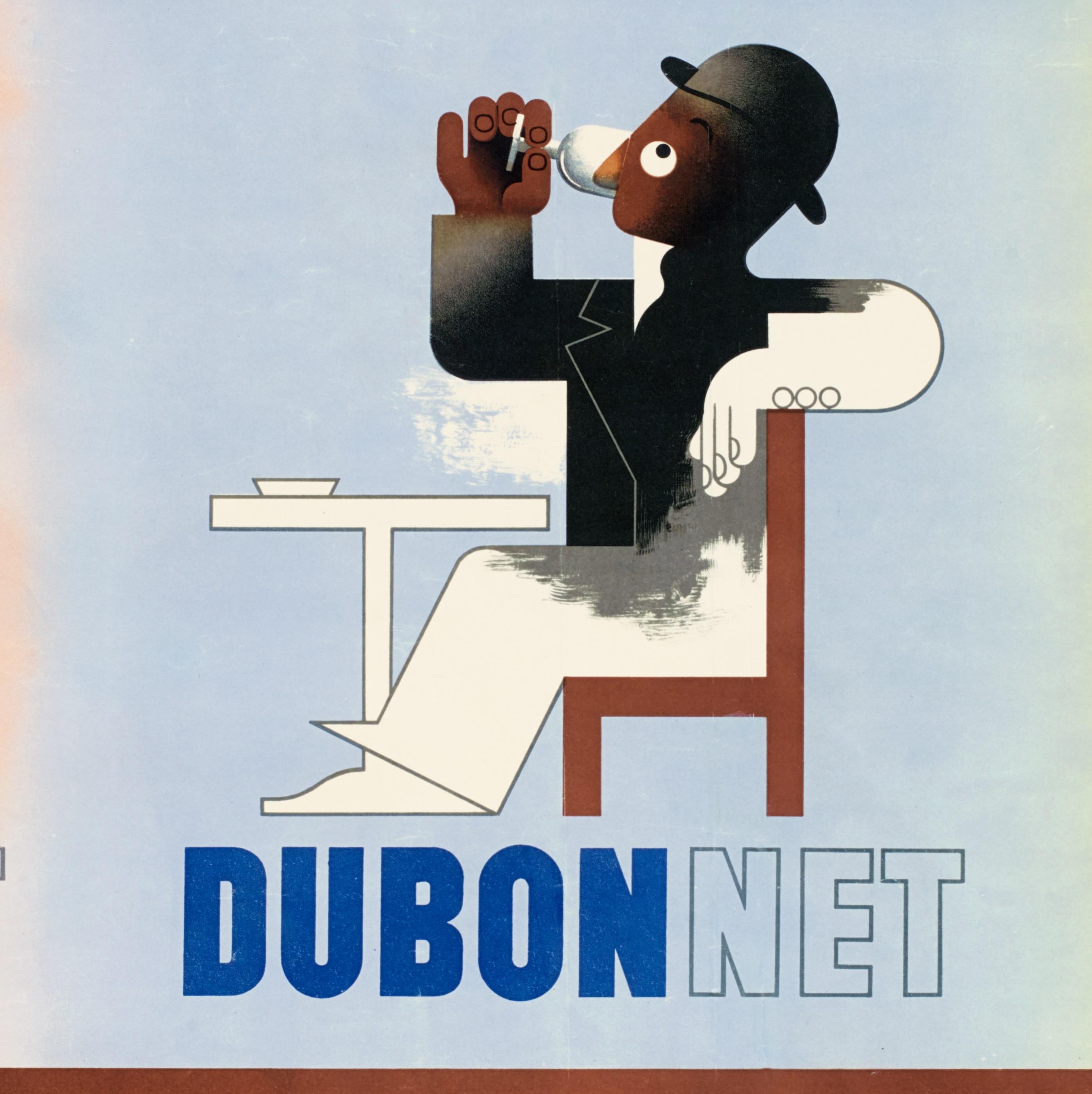 Cassandre, Cartel Art Déco Original, Dubo Dubon Dubonnet, Licor de Quinina, 1932 Moderno de mediados de siglo en venta