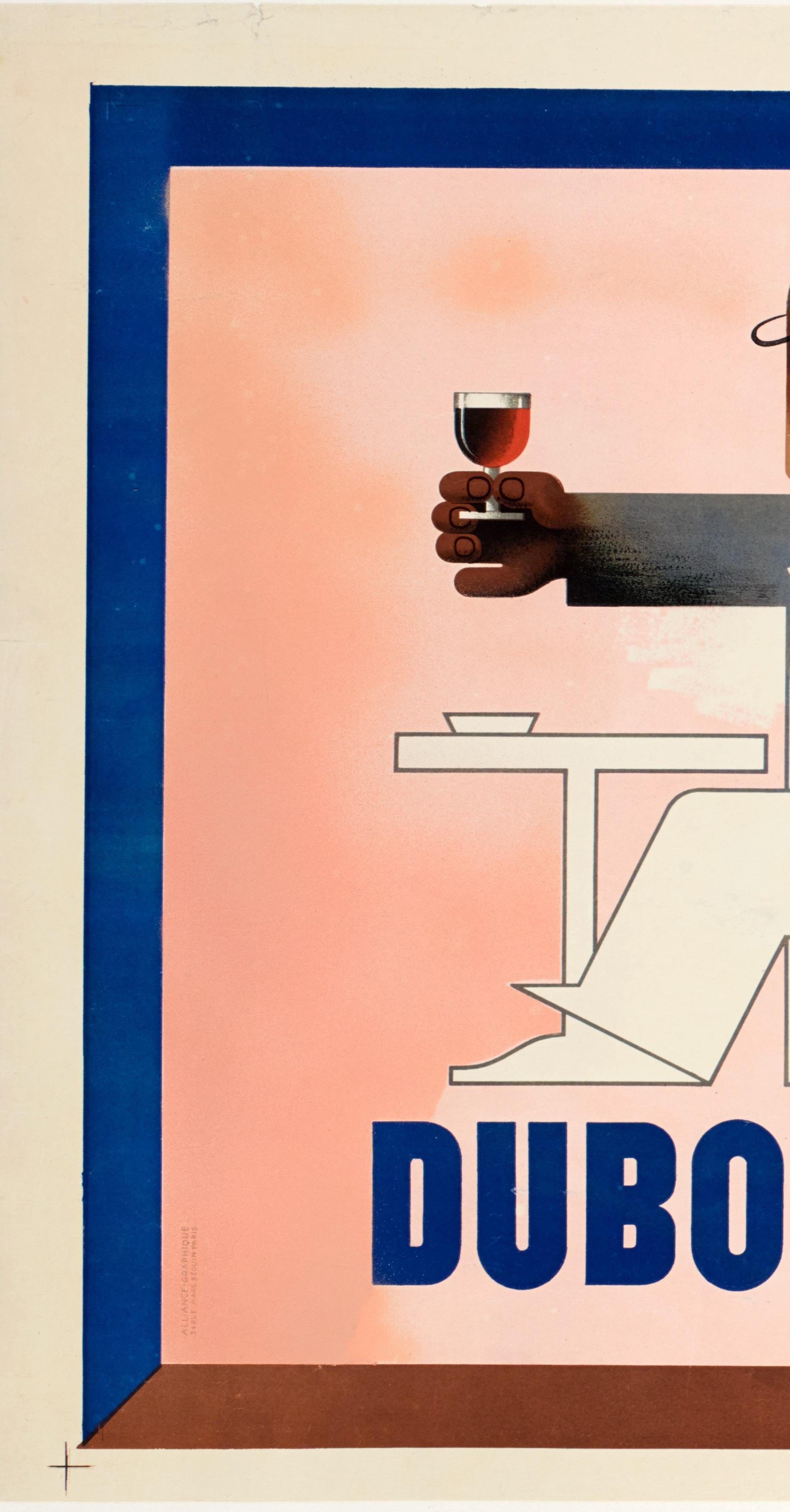 Cassandre, Cartel Art Déco Original, Dubo Dubon Dubonnet, Licor de Quinina, 1932 en Bueno estado para la venta en SAINT-OUEN-SUR-SEINE, FR