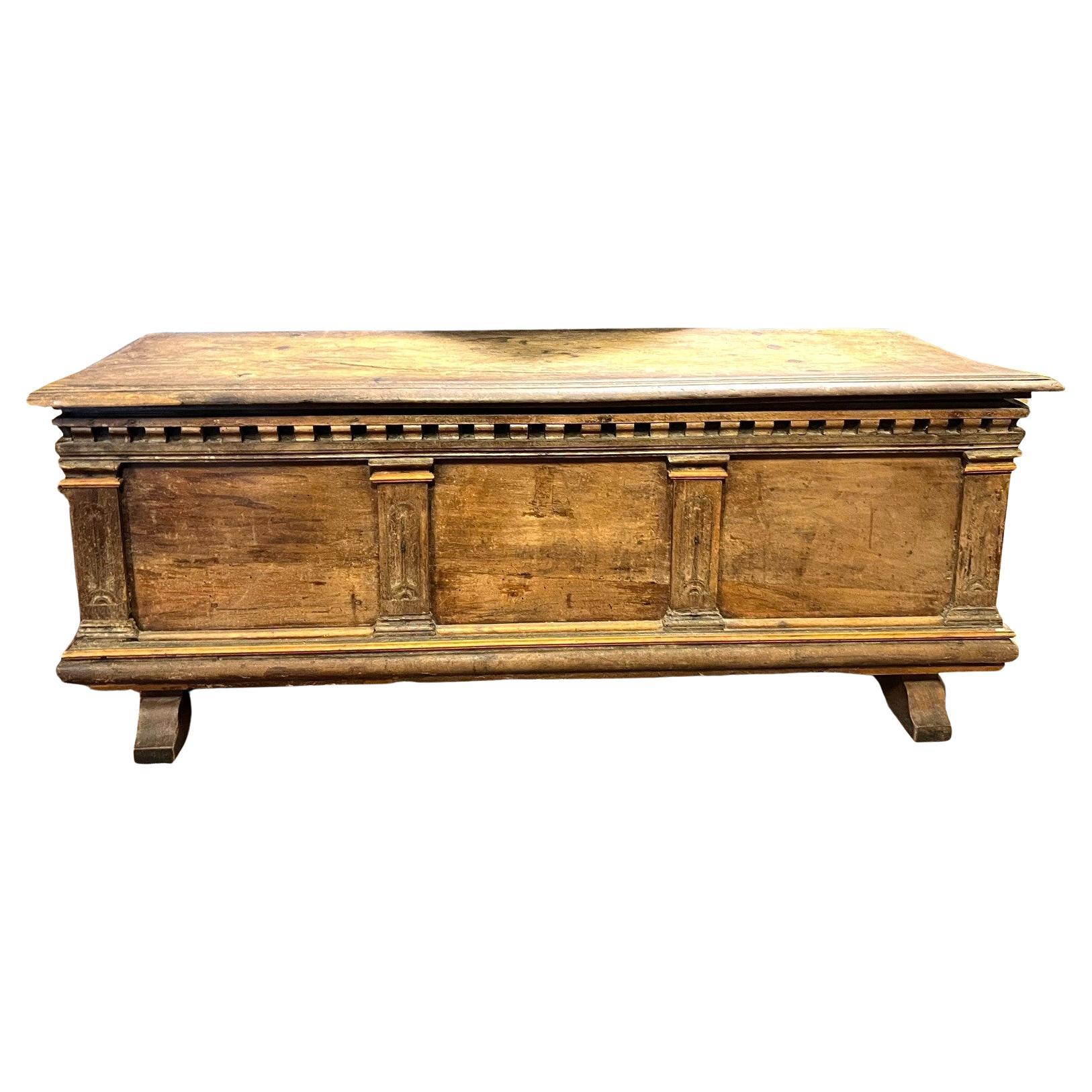 Antique chest made of walnut wood, carved, Italy