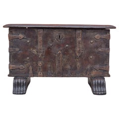 Walnut chest wrought iron cross - northern Italy