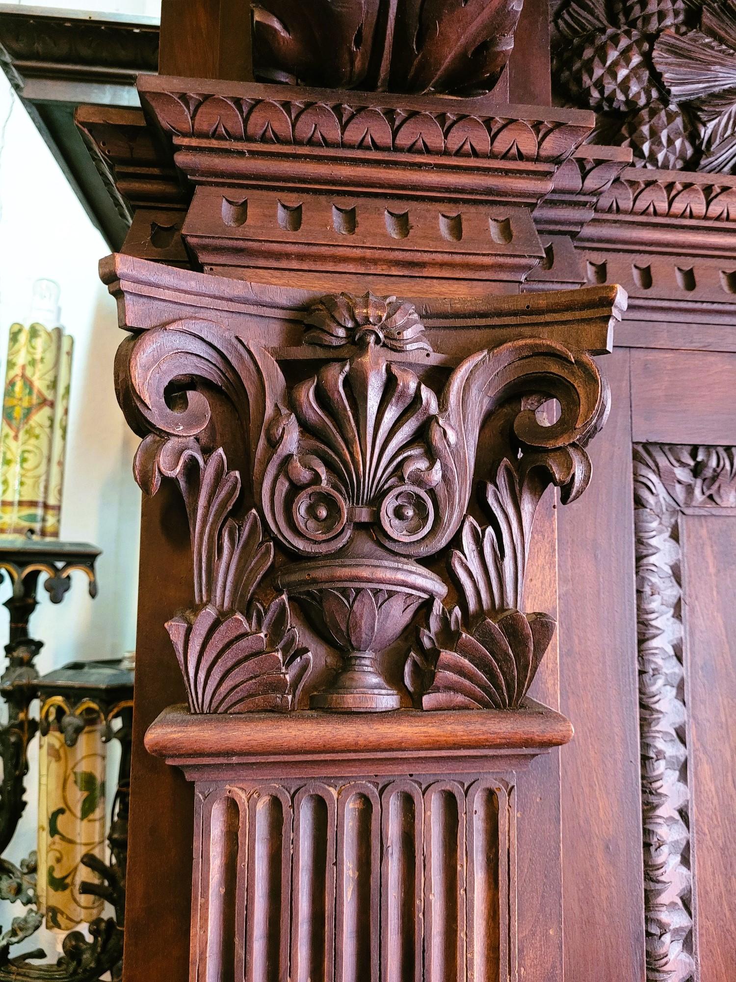 Renaissance Cassapanca, Pair Of Important Carved Wood Benches, 19th Century