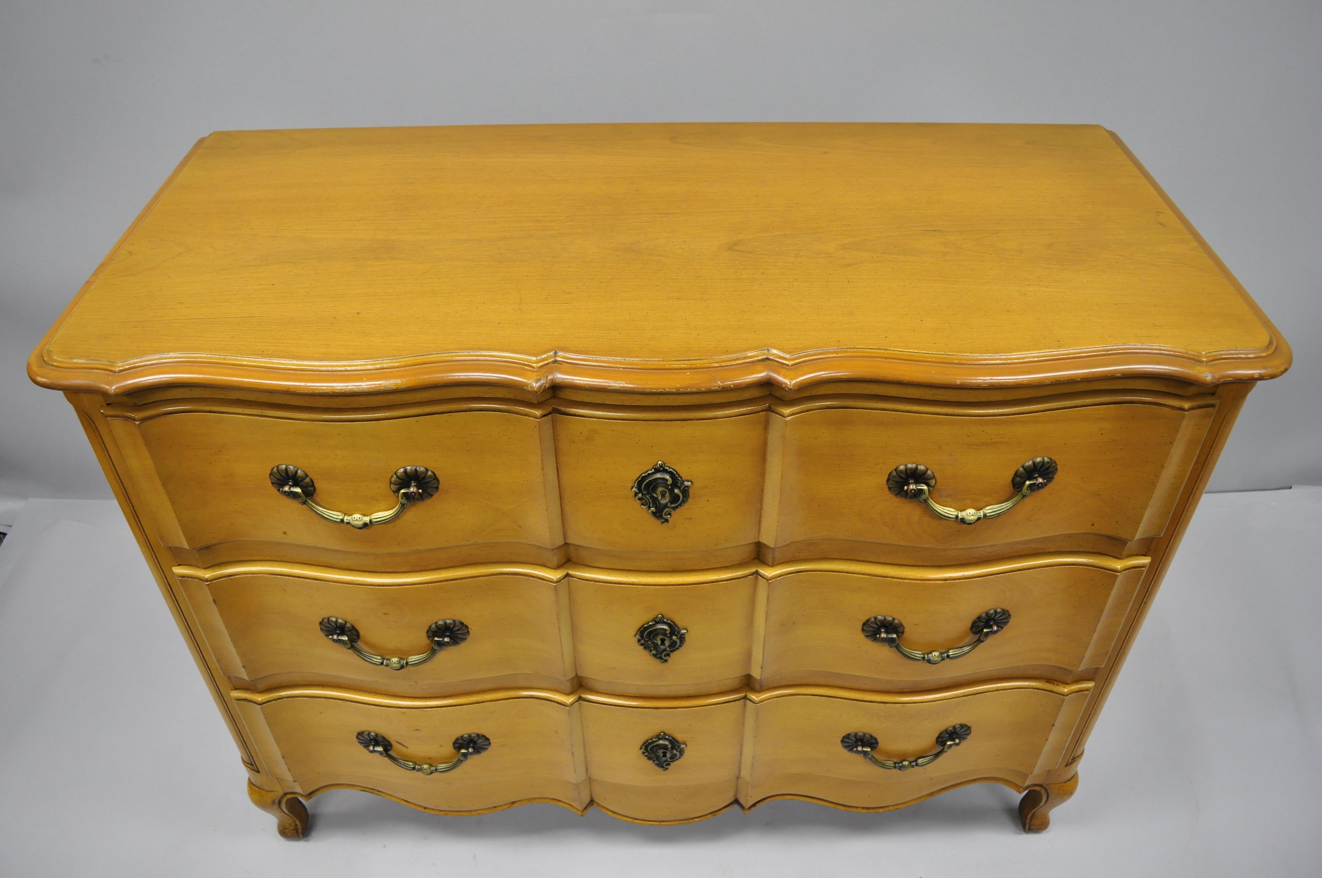 Carved Cassard Country French Provincial Louis XV Style Commode Fruitwood Chest Drawers