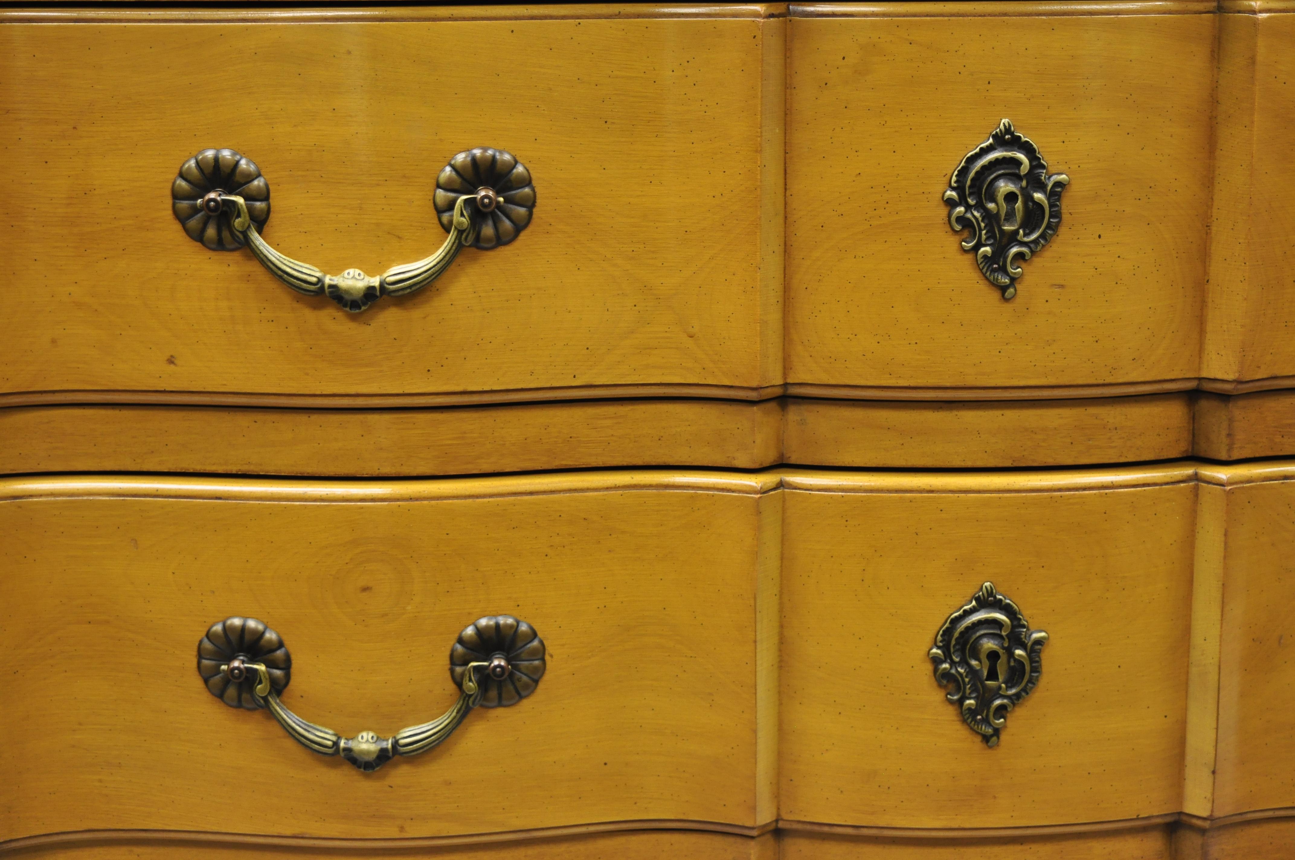 20th Century Cassard Country French Provincial Louis XV Style Commode Fruitwood Chest Drawers