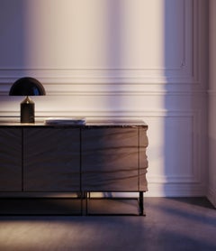 Enfilade contemporain Casse Premium en cuir mat et marbre par Mansi London