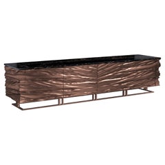 Casse Premium Petit Tv Cabinet in Metallised Leather and Marble by Mansi London Casse Premium Petit Tv Cabinet in Metallised Leather and Marble by Mansi London