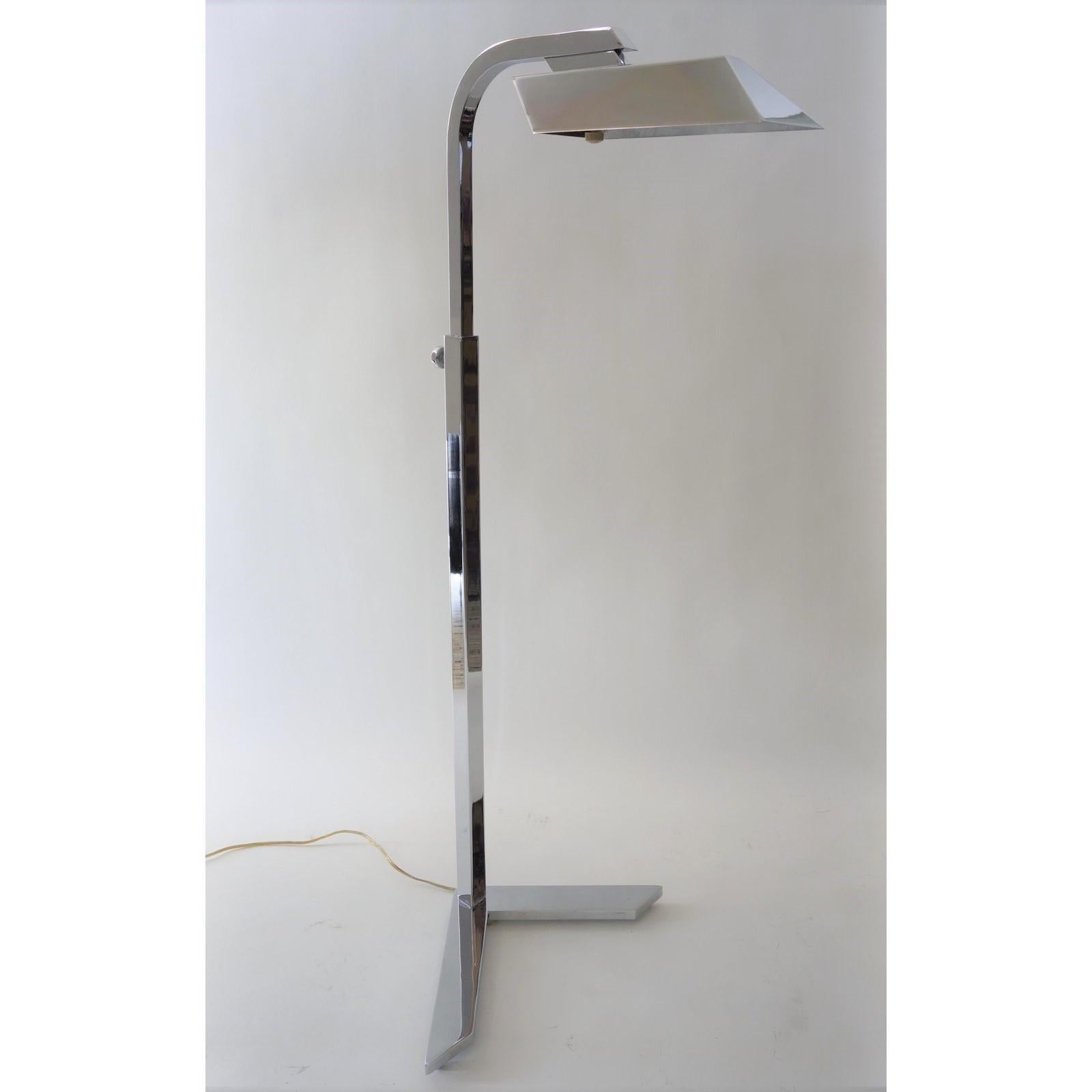 Vintage Casella style floor lamp - adjustable polished chrome - from a Palm Beach estate

Adjusts from a low height of 58 3/4