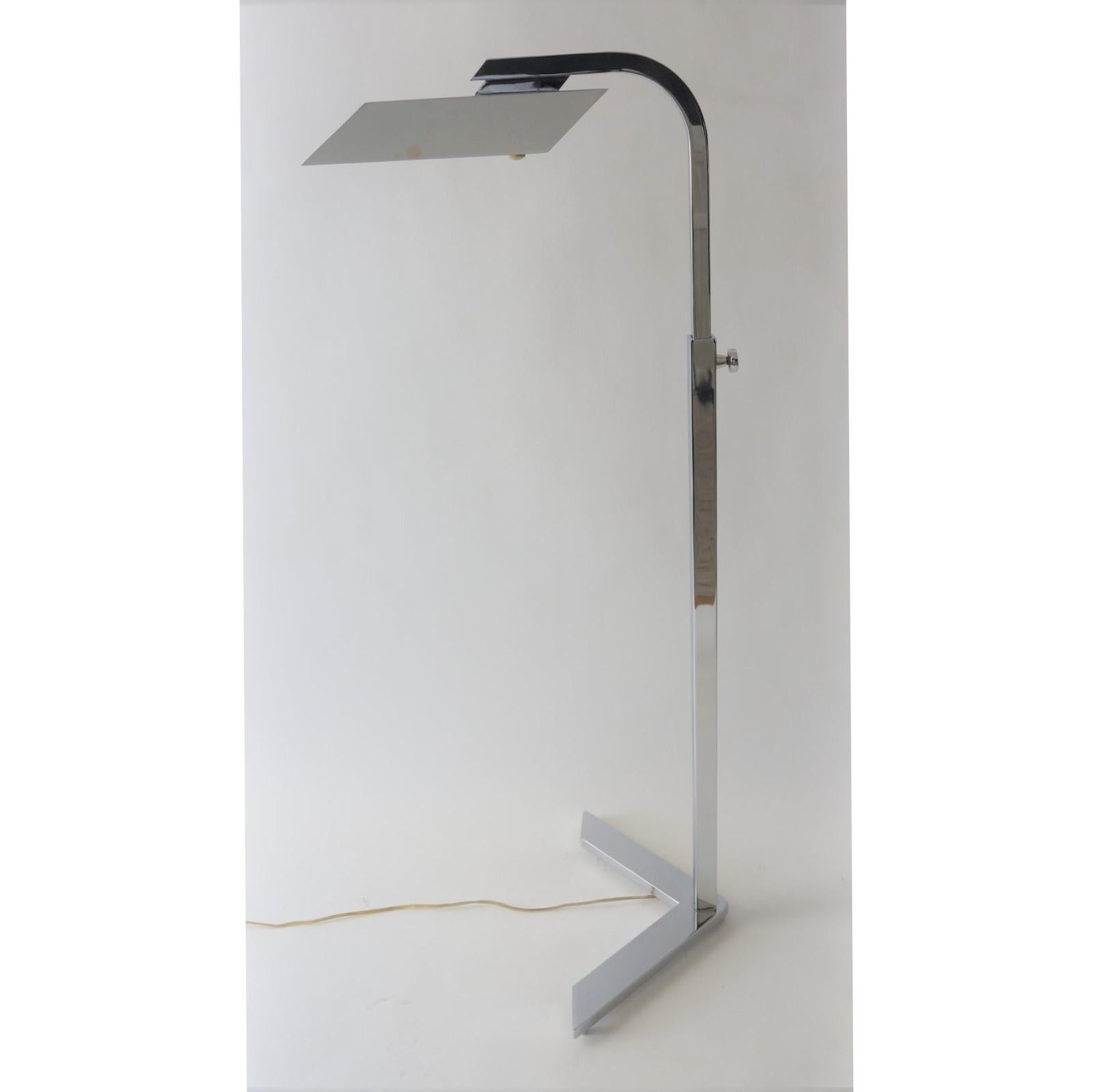 Polished Casella Style Adjustable Chrome Floor Lamp For Sale
