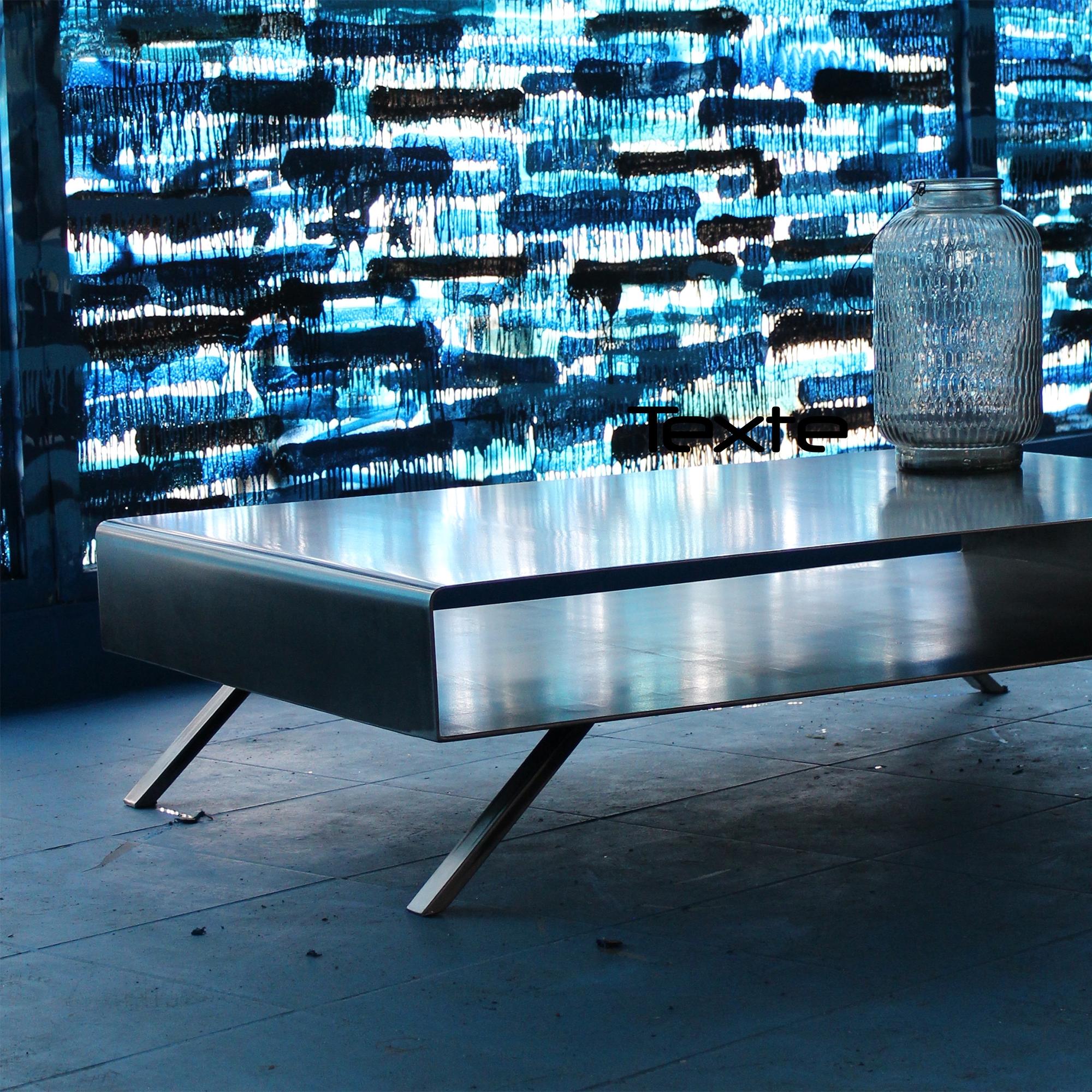 Hand-Crafted Cassette Coffee Table in Raw Steel For Sale