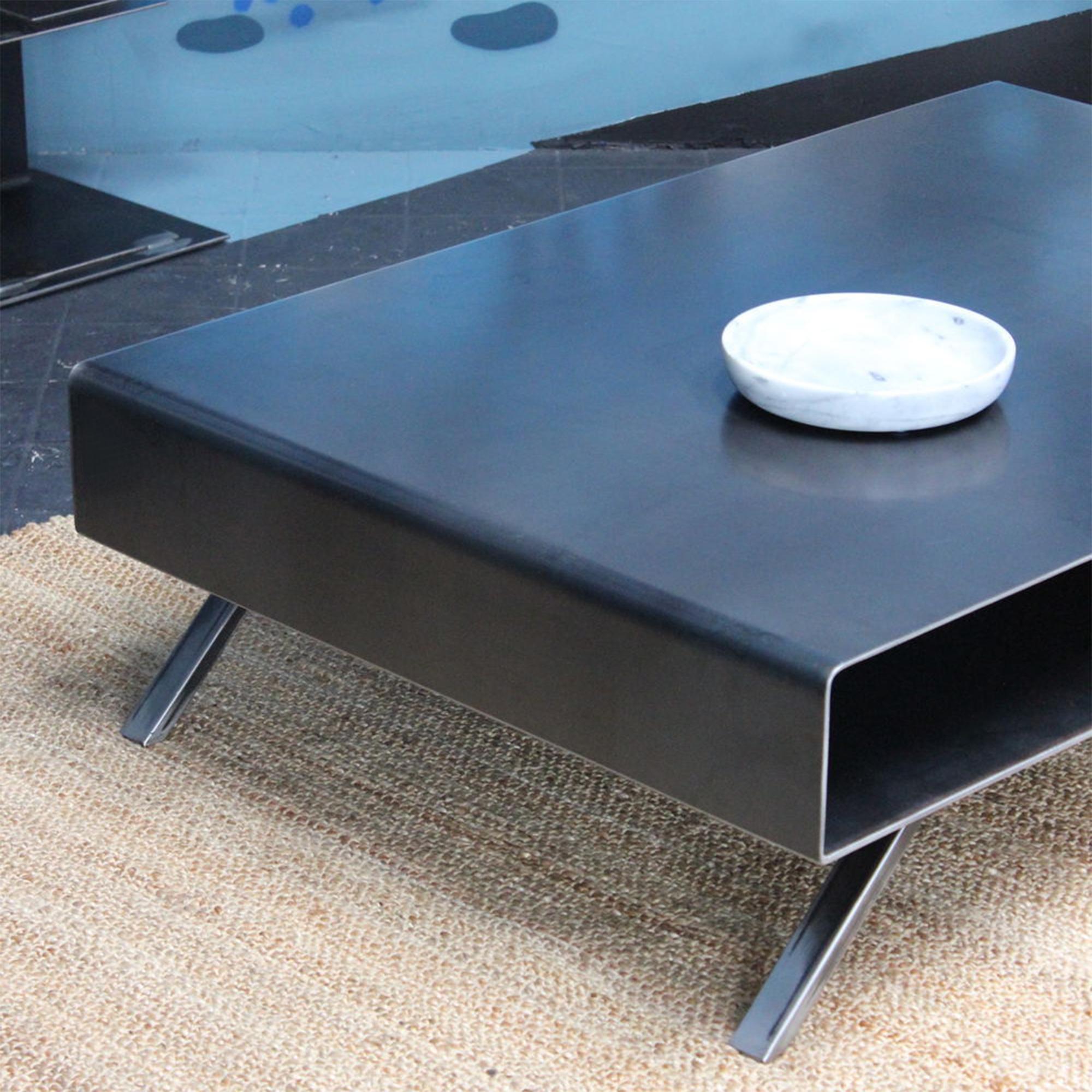Contemporary Cassette Coffee Table in Raw Steel For Sale