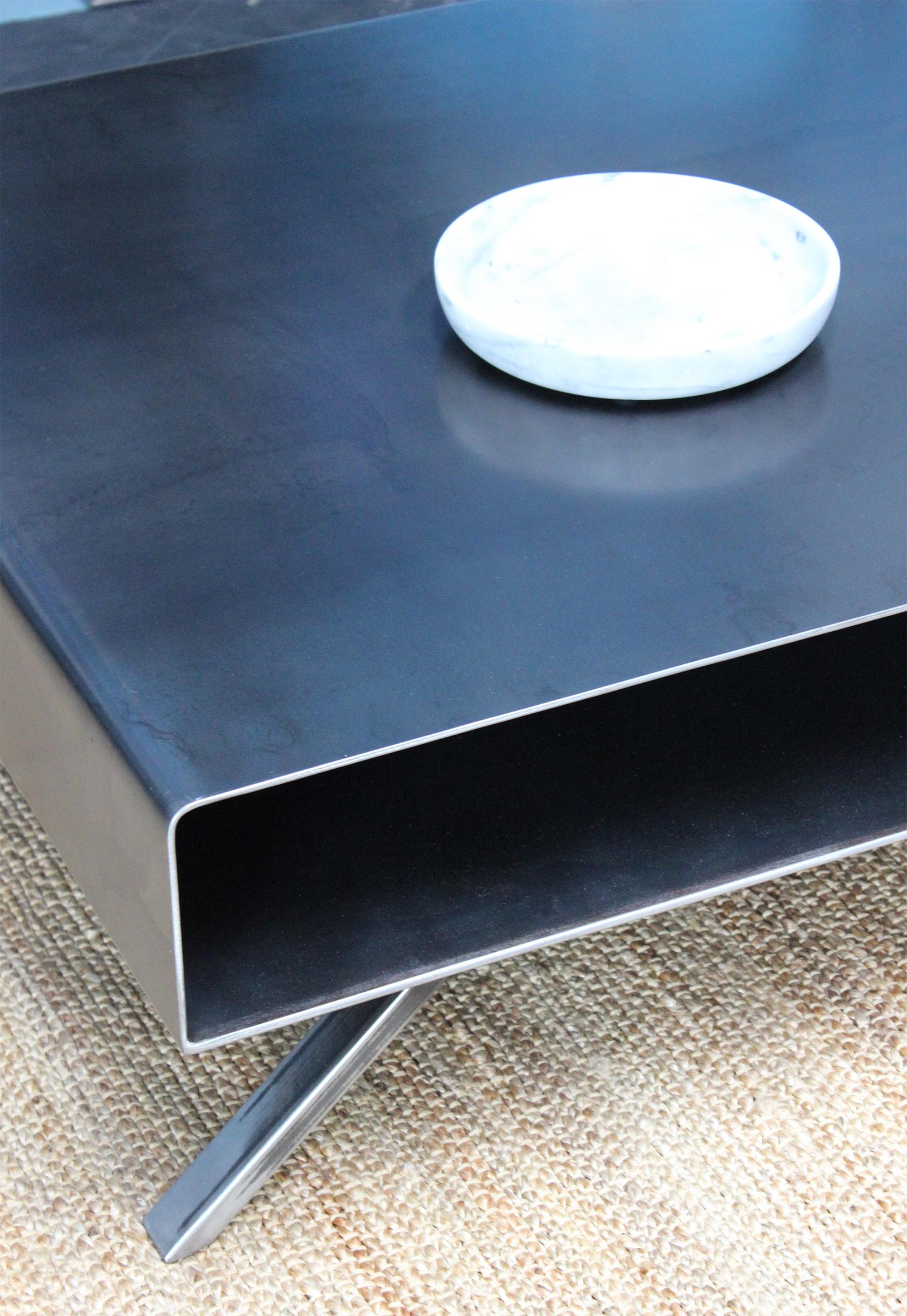 Cassette Coffee Table in Raw Steel For Sale 1