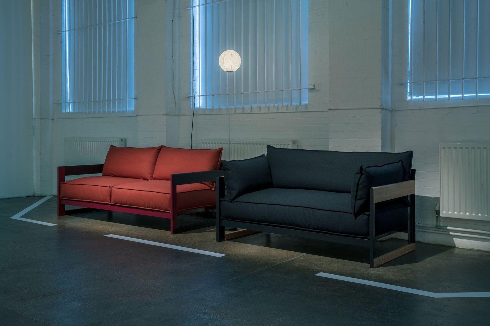 Bringing together contrasting materials and a simple form, Ronan and Erwan Bouroullec have created a statement two and three-seater sofa that is also a welcoming retreat. The wide panels of the powder-coated metal frame feature a slim edge profile,