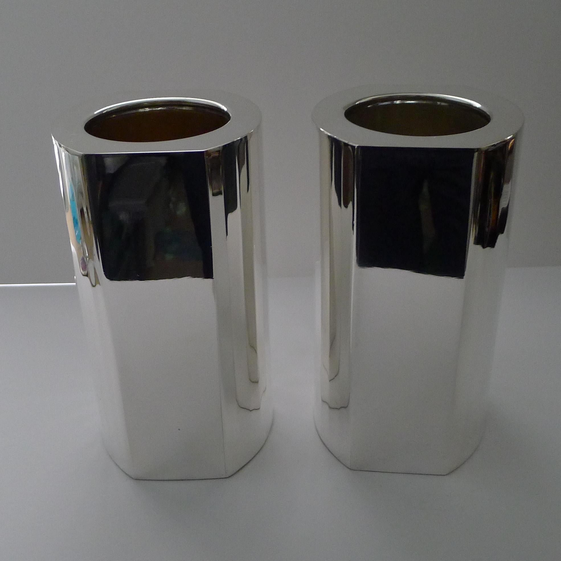 Cassetti, Firenze, Pair Modernist Silver Plated Thermal Wine Coolers For Sale 5