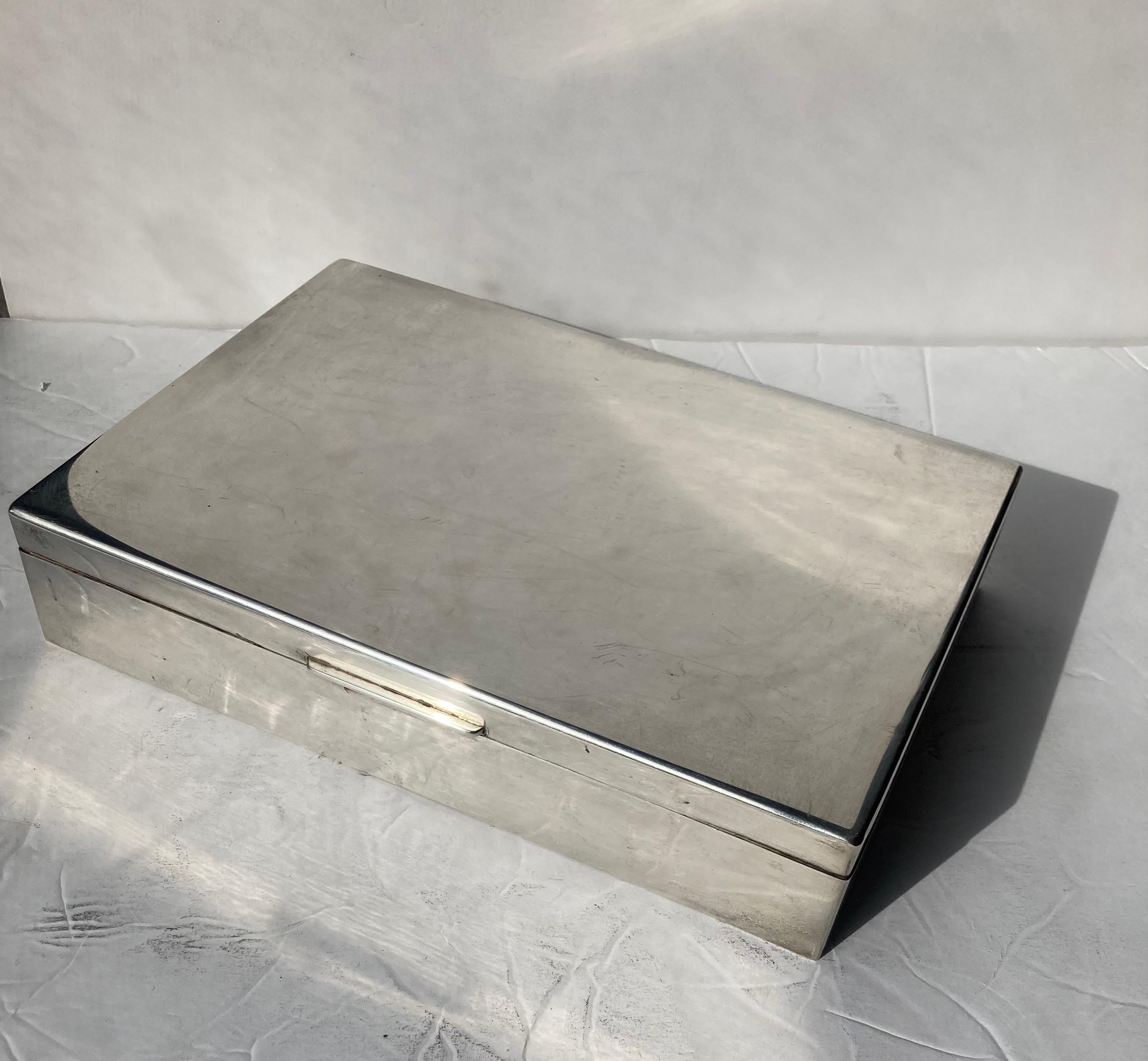 Post-Modern Cassetti, Large Sterling Silver Box, Jewelry/ Decorative, with Wood Lining For Sale