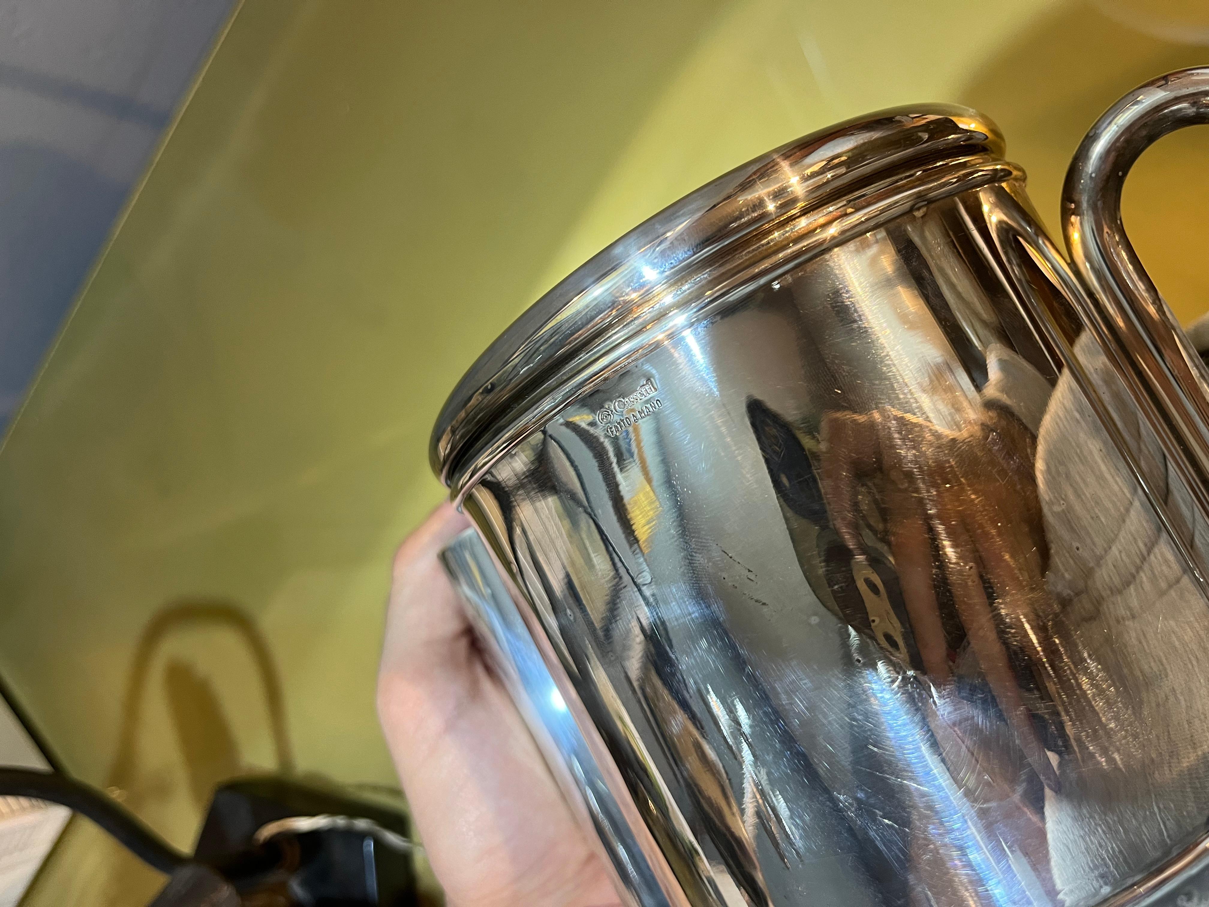 Service à thé Cassetti des années 70 en métal argenté, fait à la main en vente 9
