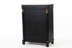 Tall chest of drawers (Settimino) Empire era black lacquered