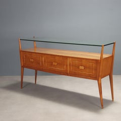 Commode des années 50-60 avec étagère en verre