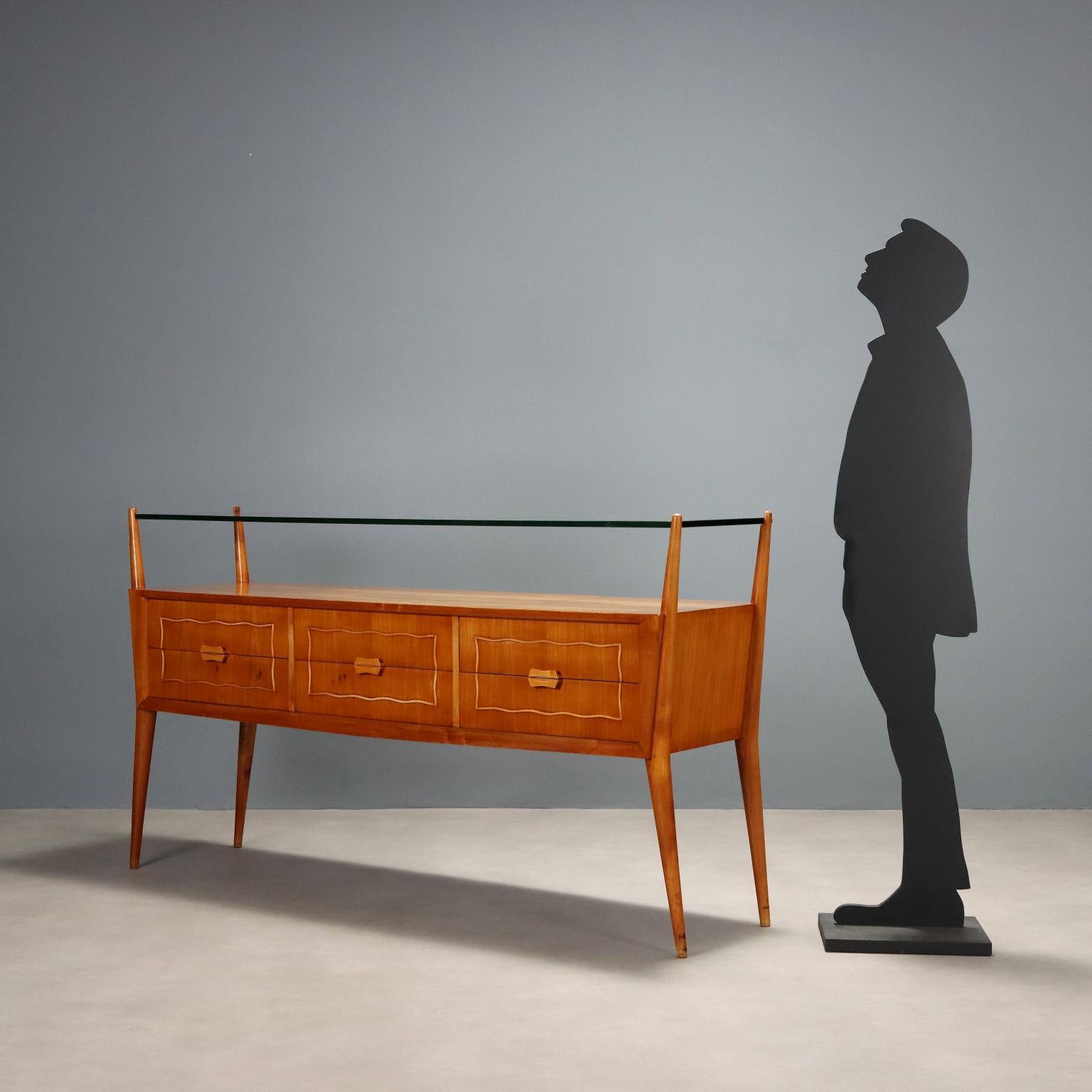 Cómoda de los años 50-60 con estante de cristal Moderno de mediados de siglo en venta
