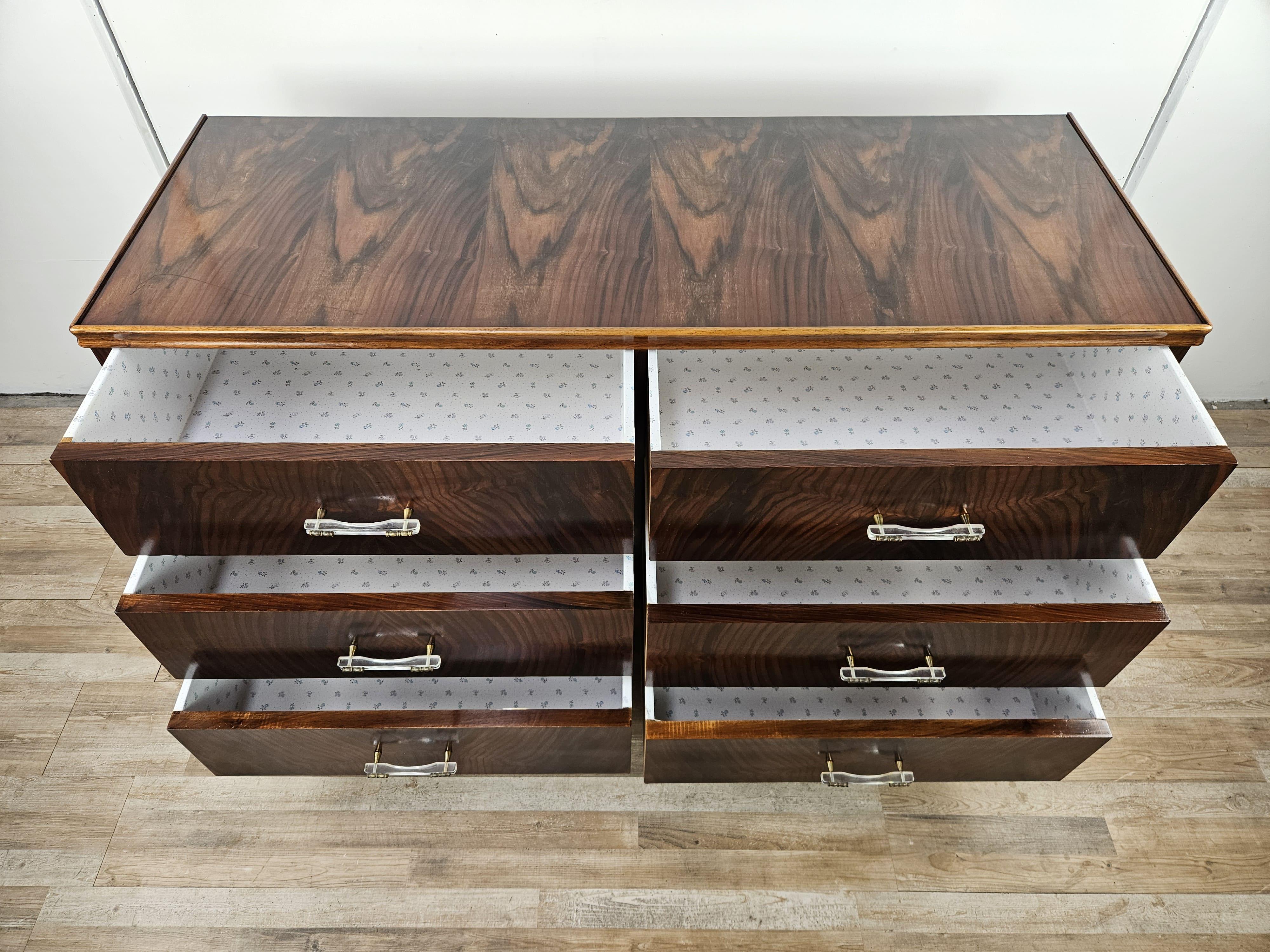 Art Deco chest of drawers with six drawers and transparent handles 20th century For Sale 9
