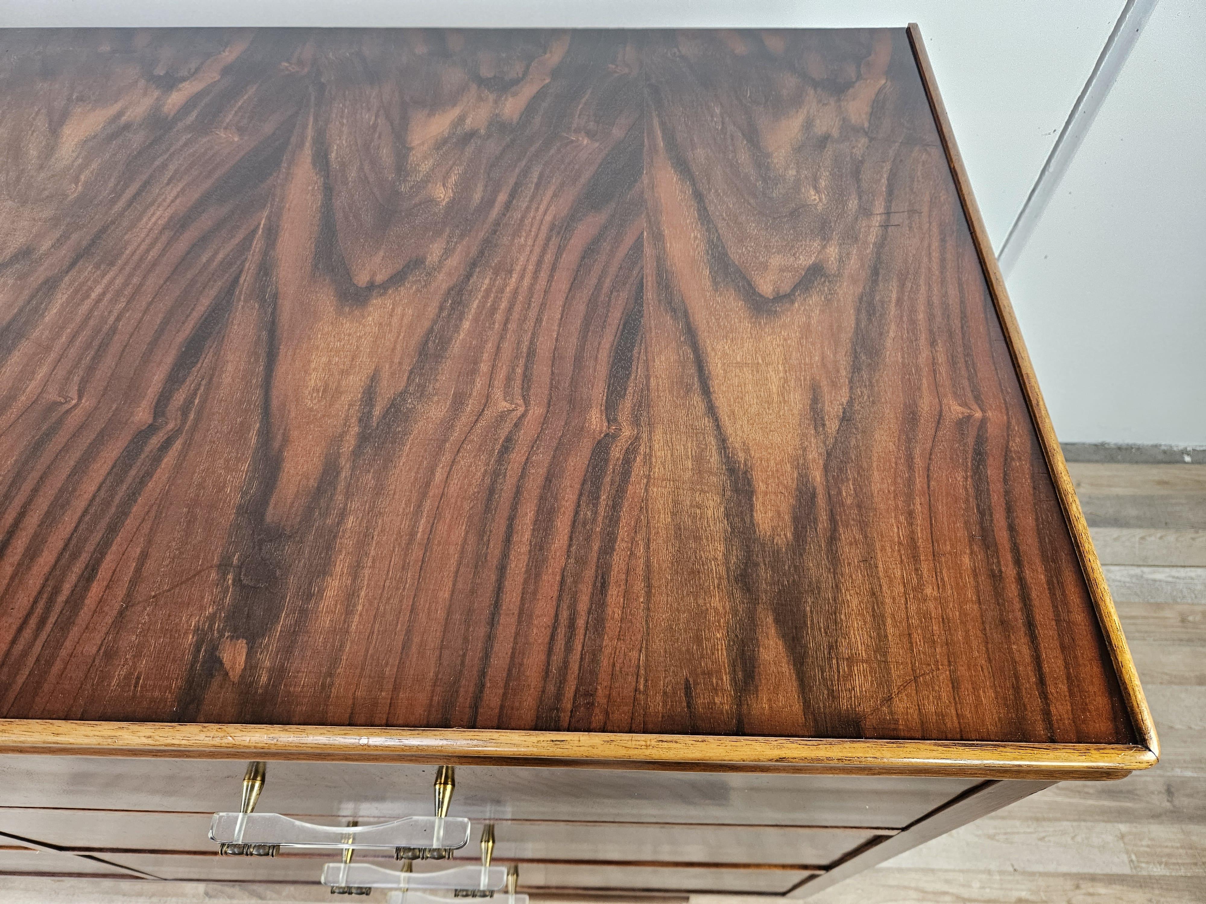 Art Deco chest of drawers with six drawers and transparent handles 20th century For Sale 1
