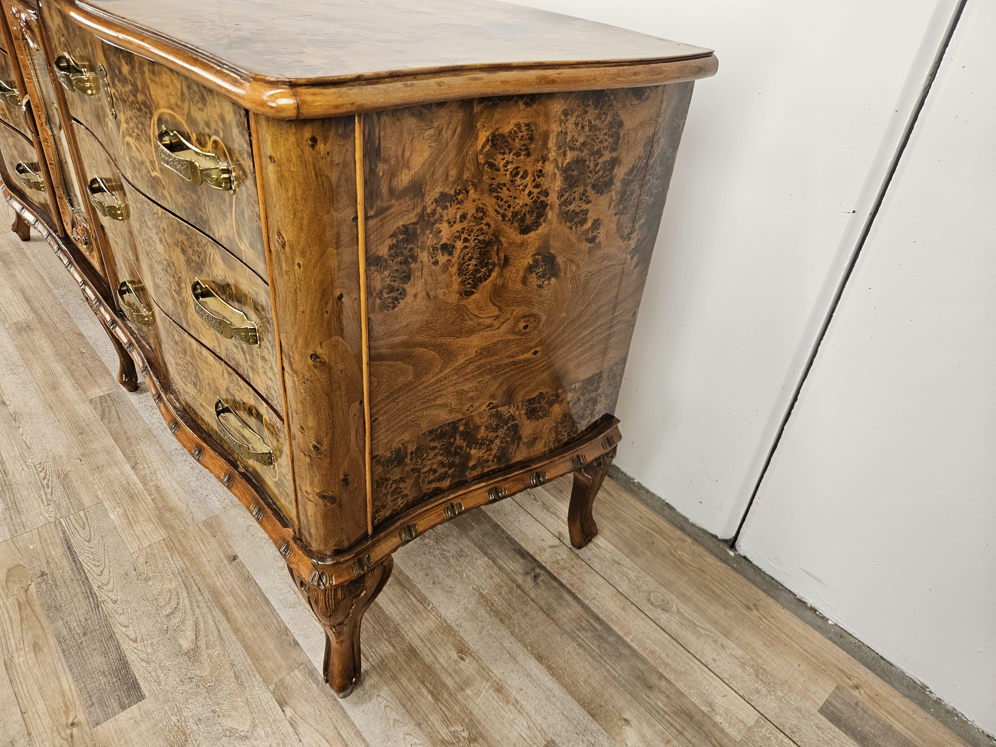Italian Commode Chippendale des années 1950 à six tiroirs et porte en miroir en vente