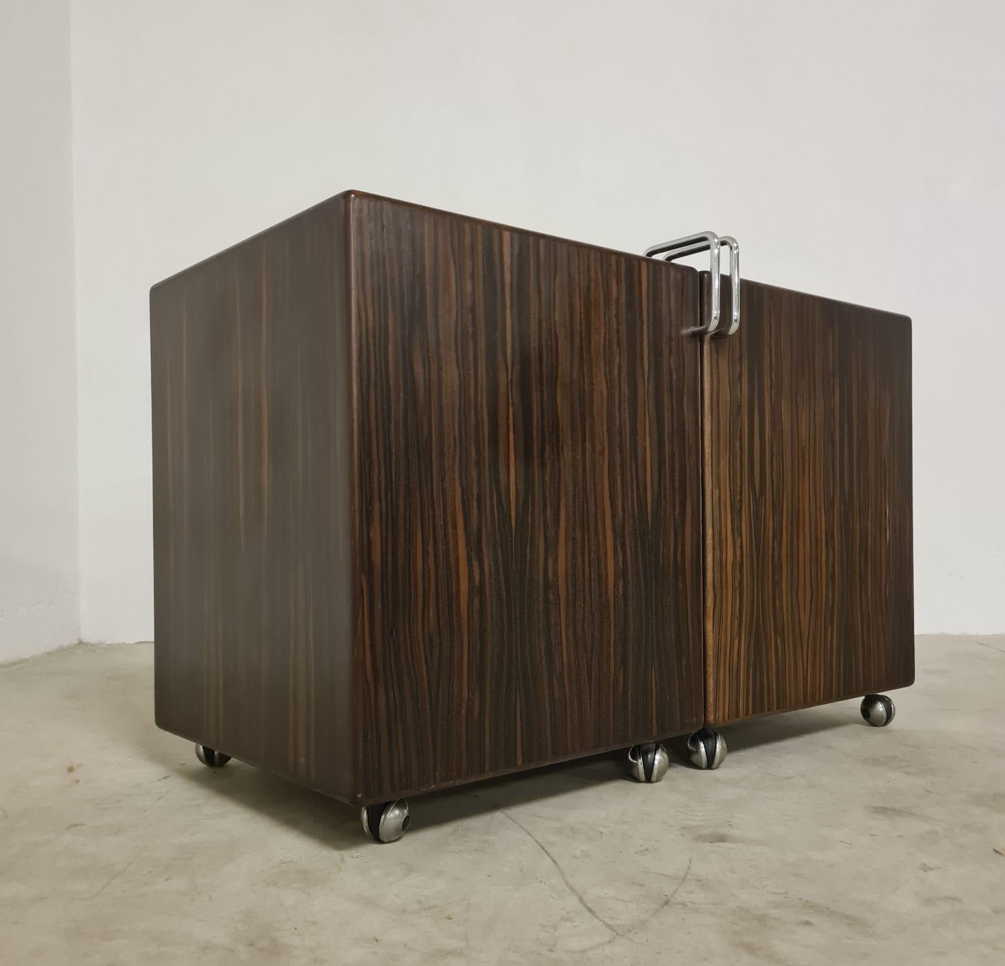 Cassettiera disegnata dal designer Fabio Lenci per la ditta Bernini.

Rara cassettiera con specchio, prodotta con materiali di alta qualità realizzata in legno rivestito e dettagli in acciaio.

Il design di questo elegante mobile è pratico e