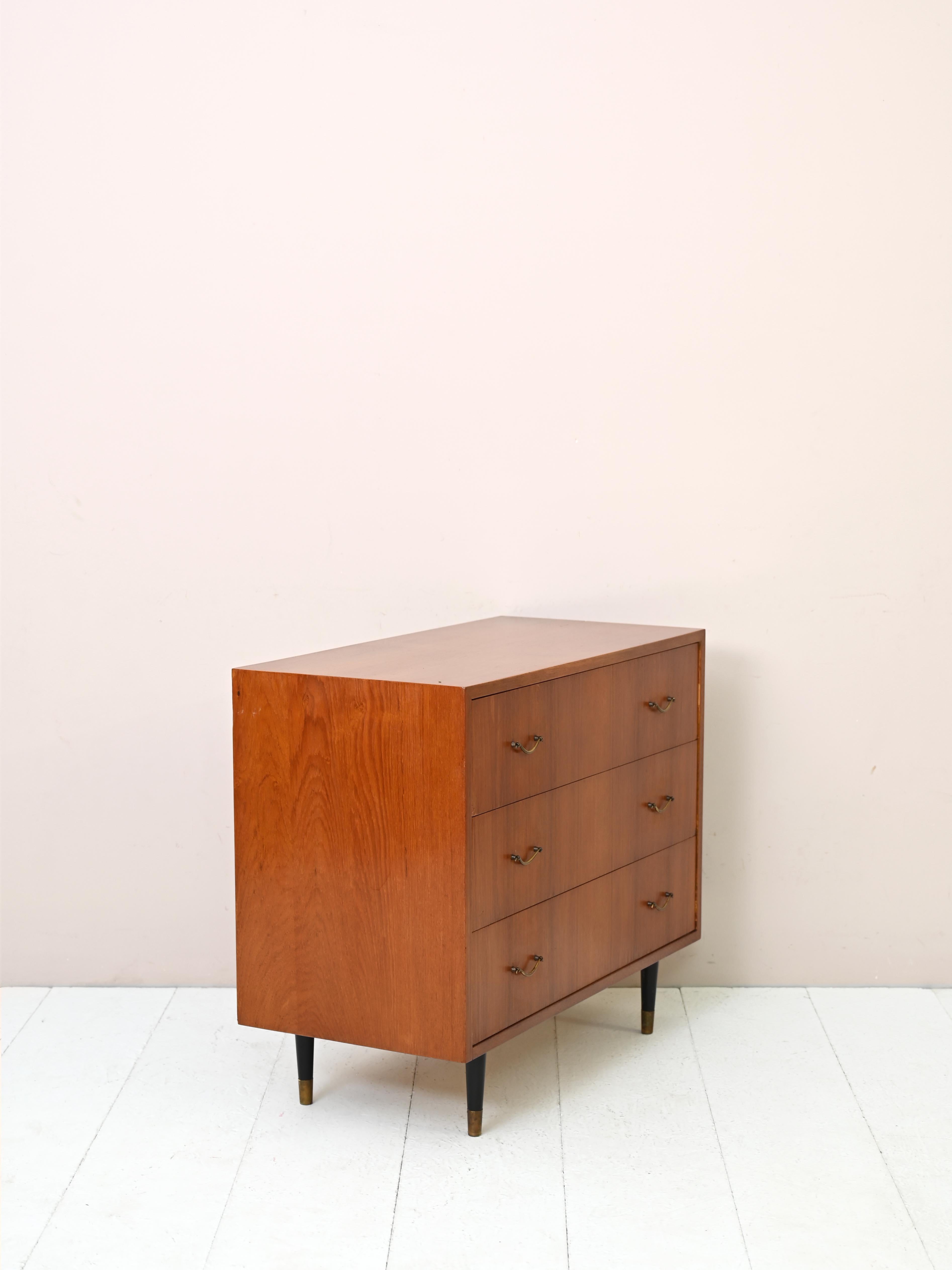 Scandinavian Modern Danish vintage 1950s chest of drawers - Metal handles