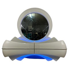 Illuminated chest of drawers with large mirror in 1960s DBM Space Age style