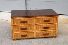 Cassettiera in bambo e legno Tito Agnoli per Bonacina Modello C11 1964