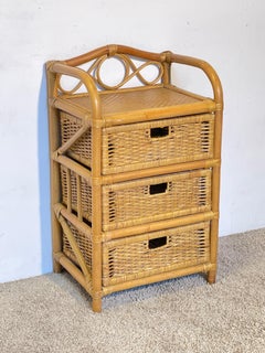Bamboo and rattan chest of drawers with 3 drawers, "Savana Home Cabinet," 1970s