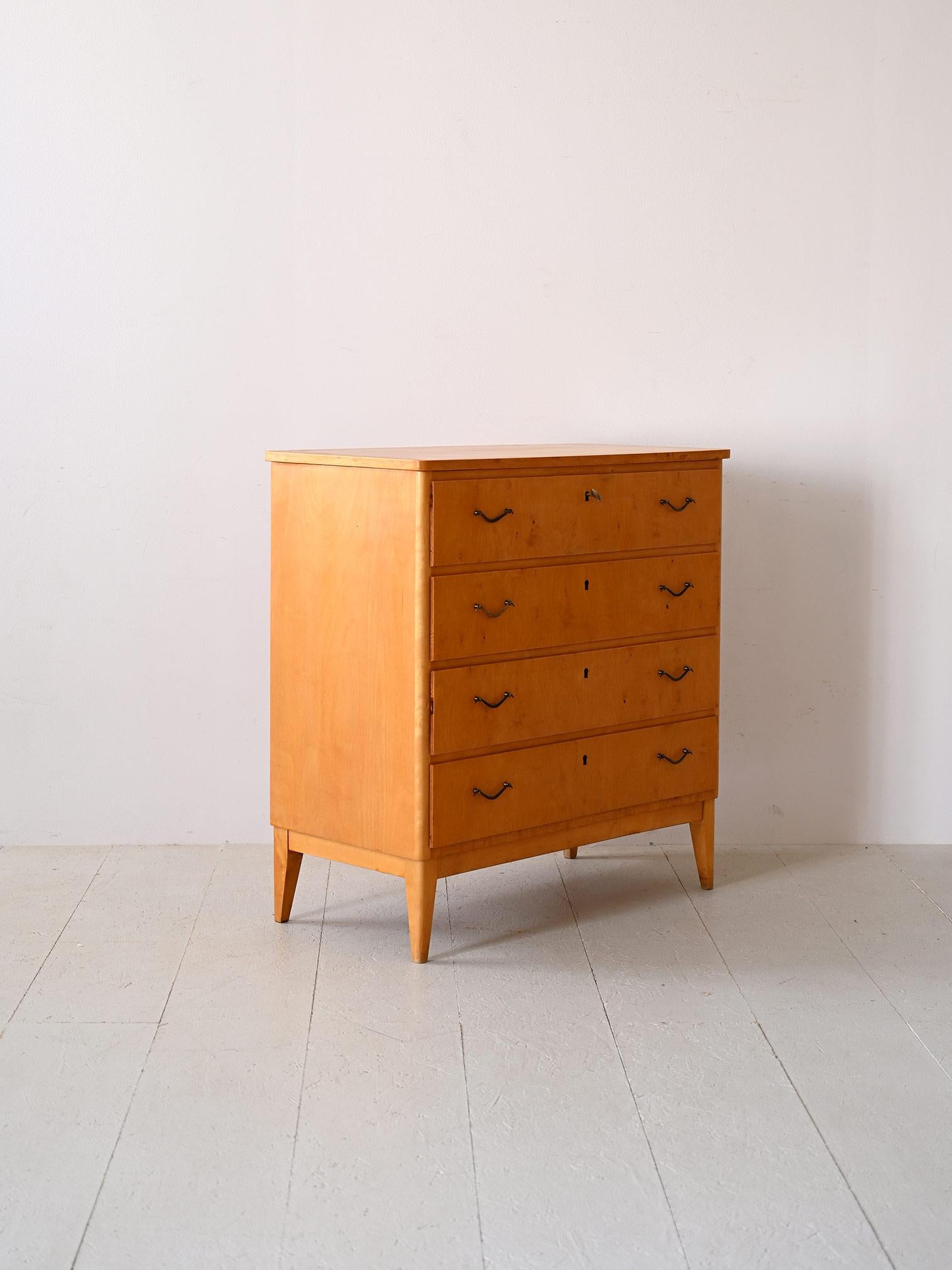 Scandinavian Modern Birch chest of drawers produced in the 1960s For Sale