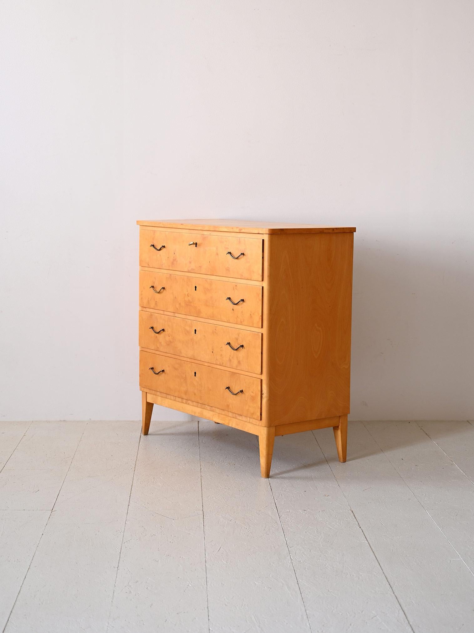 Scandinavian Birch chest of drawers produced in the 1960s For Sale