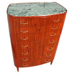 Commode en bois courbé avec marbre vert des Alpes Ducrot Paolo Buffa