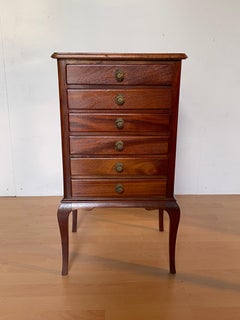 Solid Wood Chest of Drawers with 6 Drawers and Gilded Handles, Italy 1950s