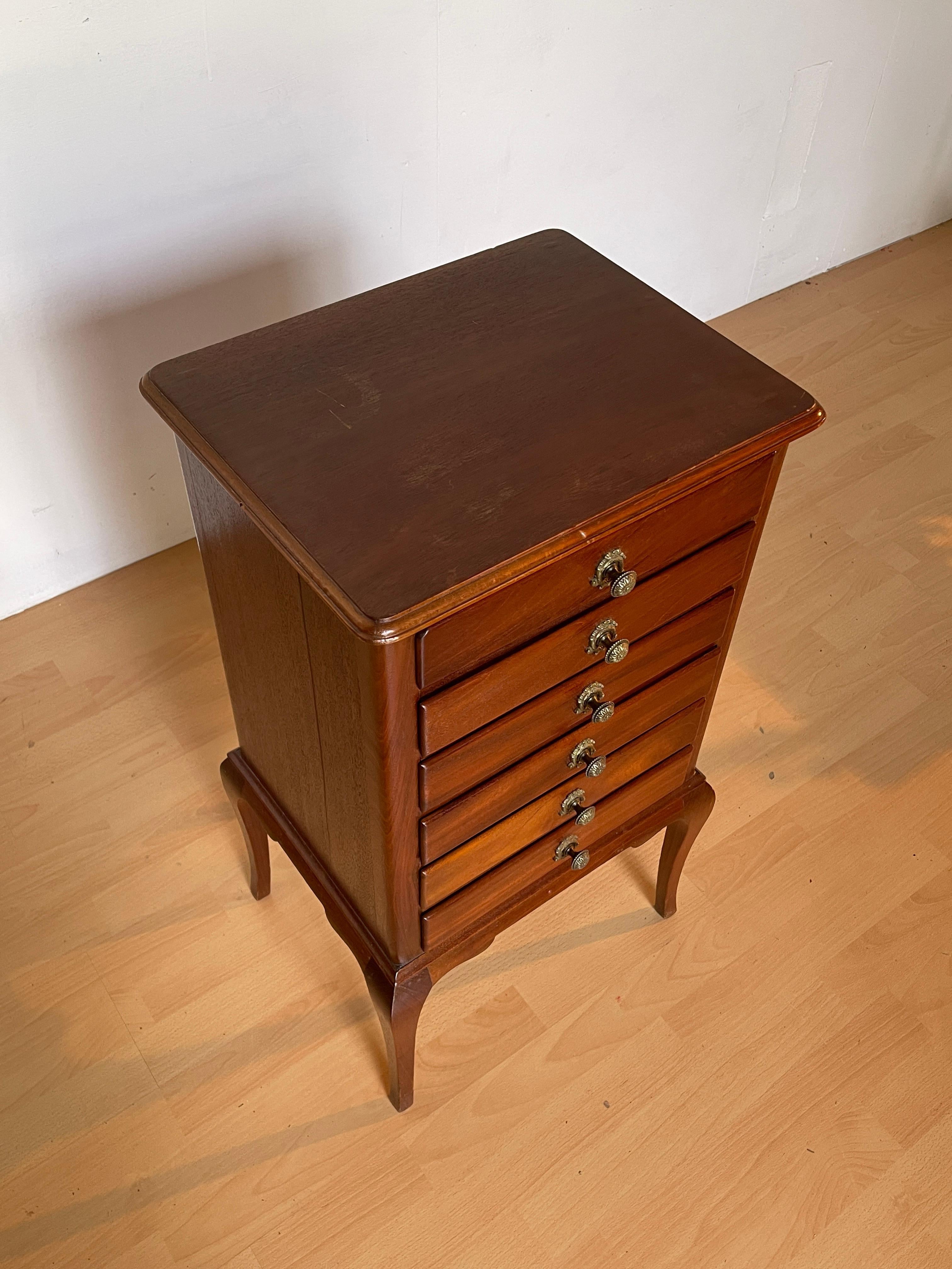 20th Century Solid Wood Chest of Drawers with 6 Drawers and Gilded Handles, Italy 1950s For Sale