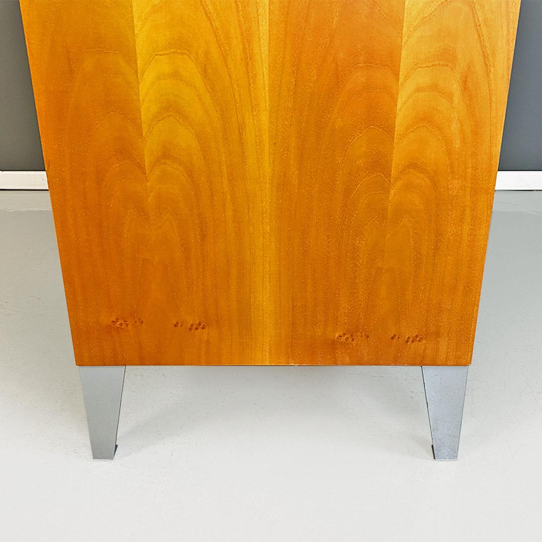 Solid wood and metal chest of drawers, Italian modern style, 1980s For Sale 8