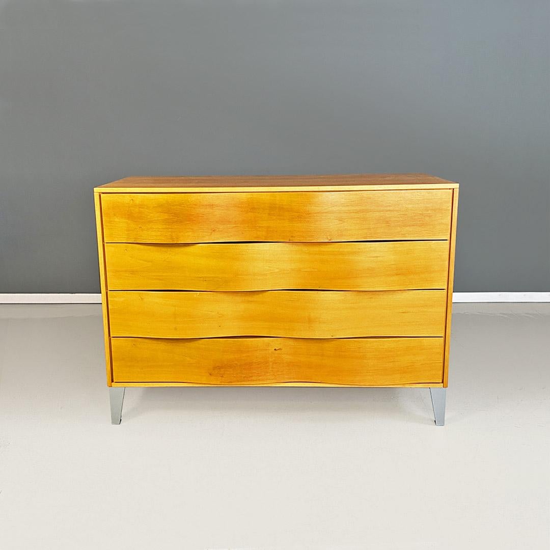 Moderno Italian modern solid wood and metal chest of drawers, 1980s in vendita