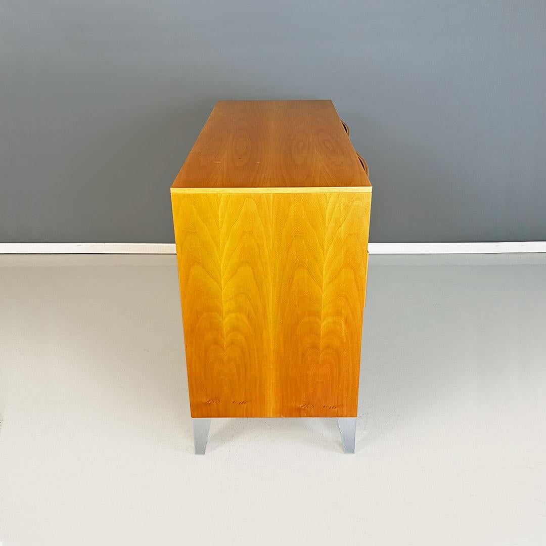 Late 20th Century Solid wood and metal chest of drawers, Italian modern style, 1980s For Sale