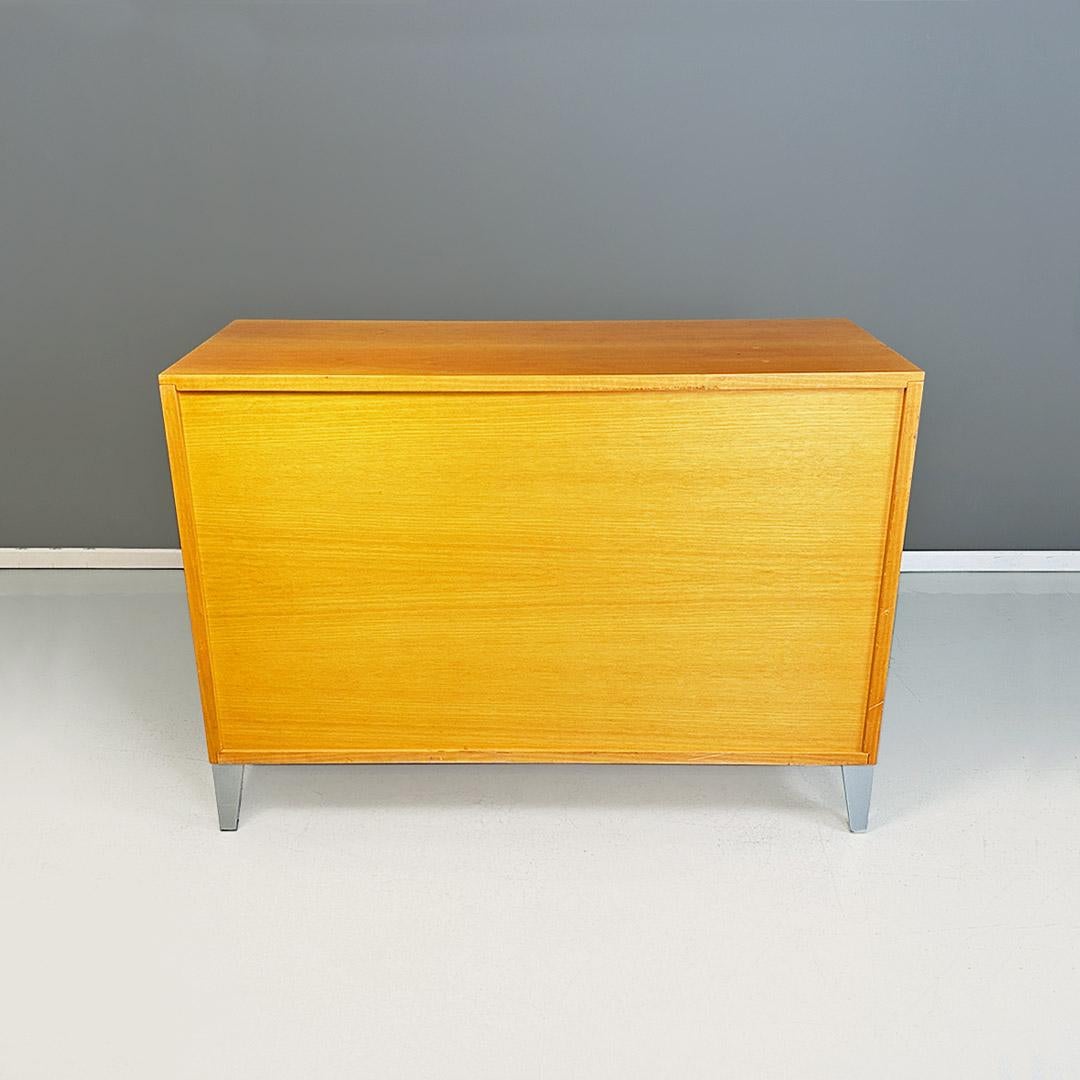 Metal Solid wood and metal chest of drawers, Italian modern style, 1980s For Sale