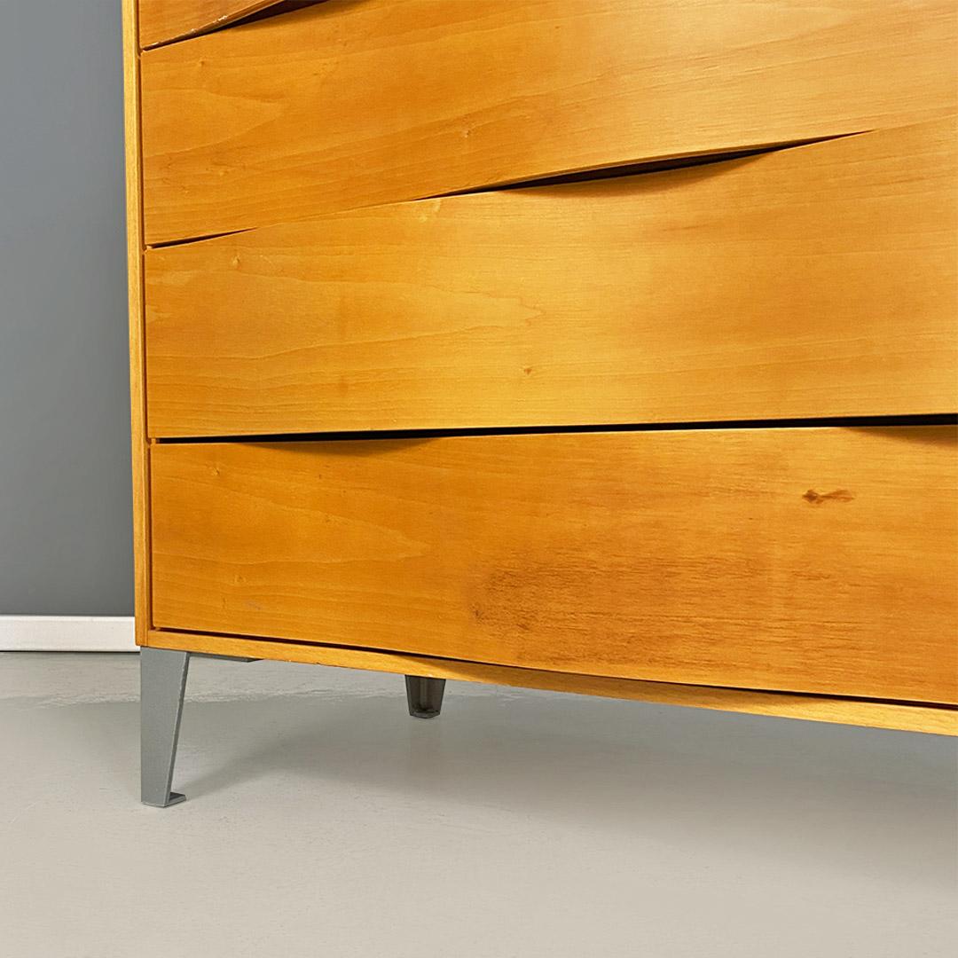 Solid wood and metal chest of drawers, Italian modern style, 1980s For Sale 2