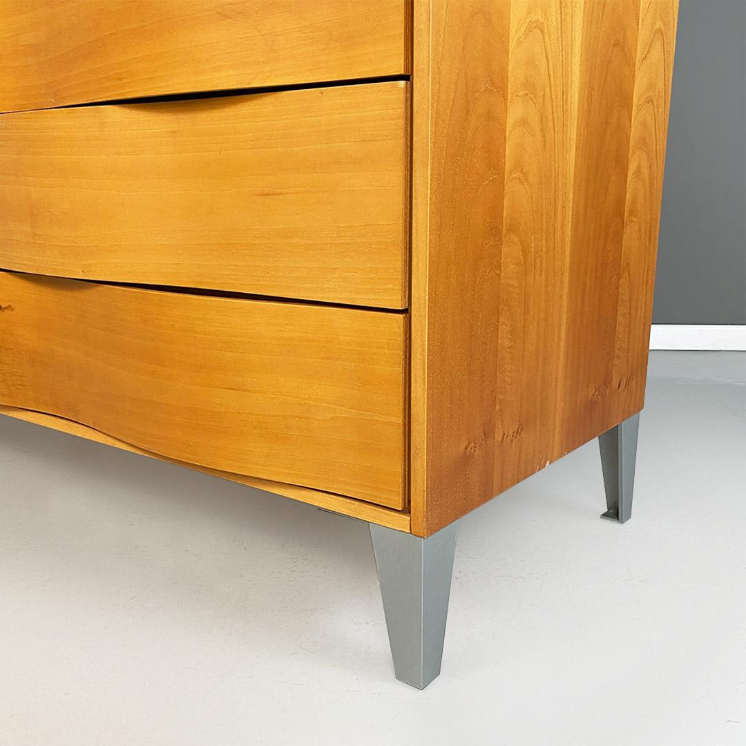 Solid wood and metal chest of drawers, Italian modern style, 1980s For Sale 3