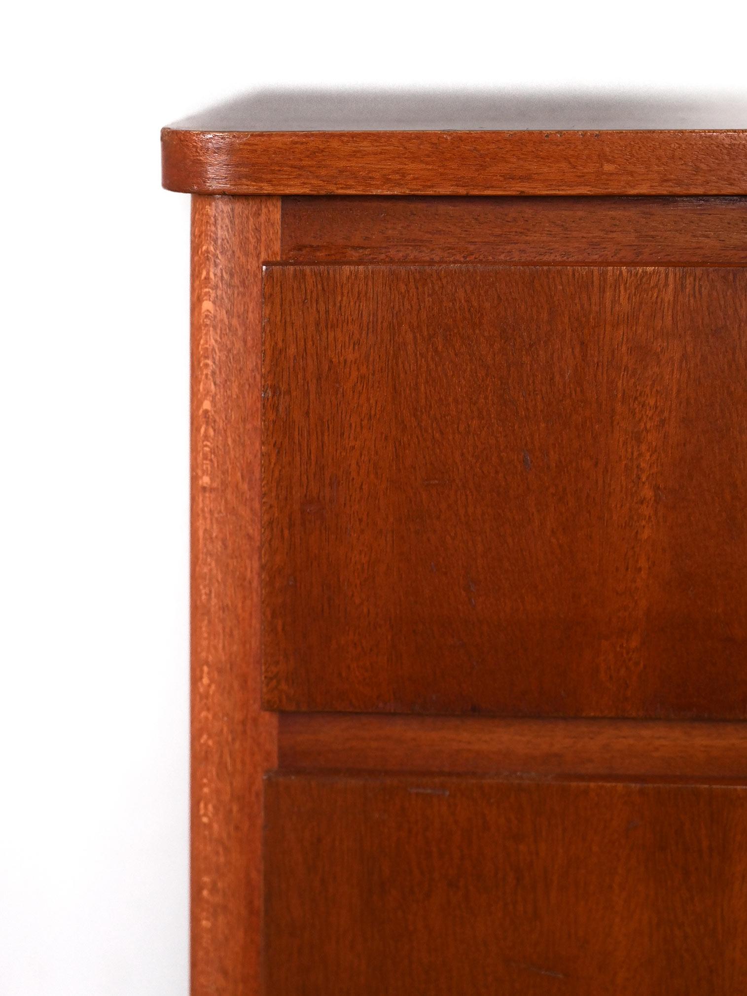 Mid-20th Century Mahogany chest of drawers with metal handles For Sale
