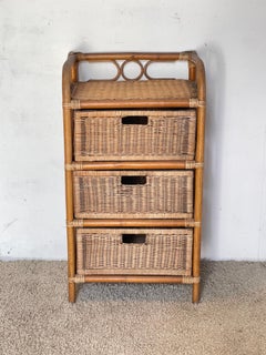 Kommode aus Rattan und Bambus mit 3 Schubladen, „Malibù“, 70er Jahre