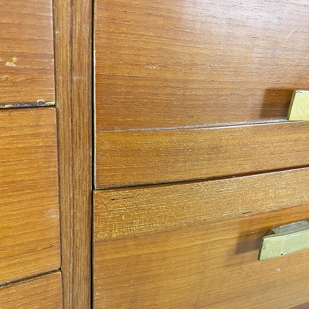 Italian chest of drawers, wood, glass and brass details, Vittorio Dassi, 1950s For Sale 1