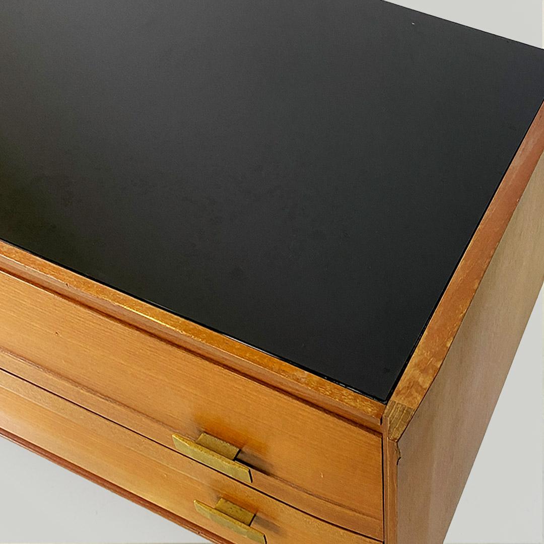 Italian chest of drawers, wood, glass and brass details, Vittorio Dassi, 1950s For Sale 2