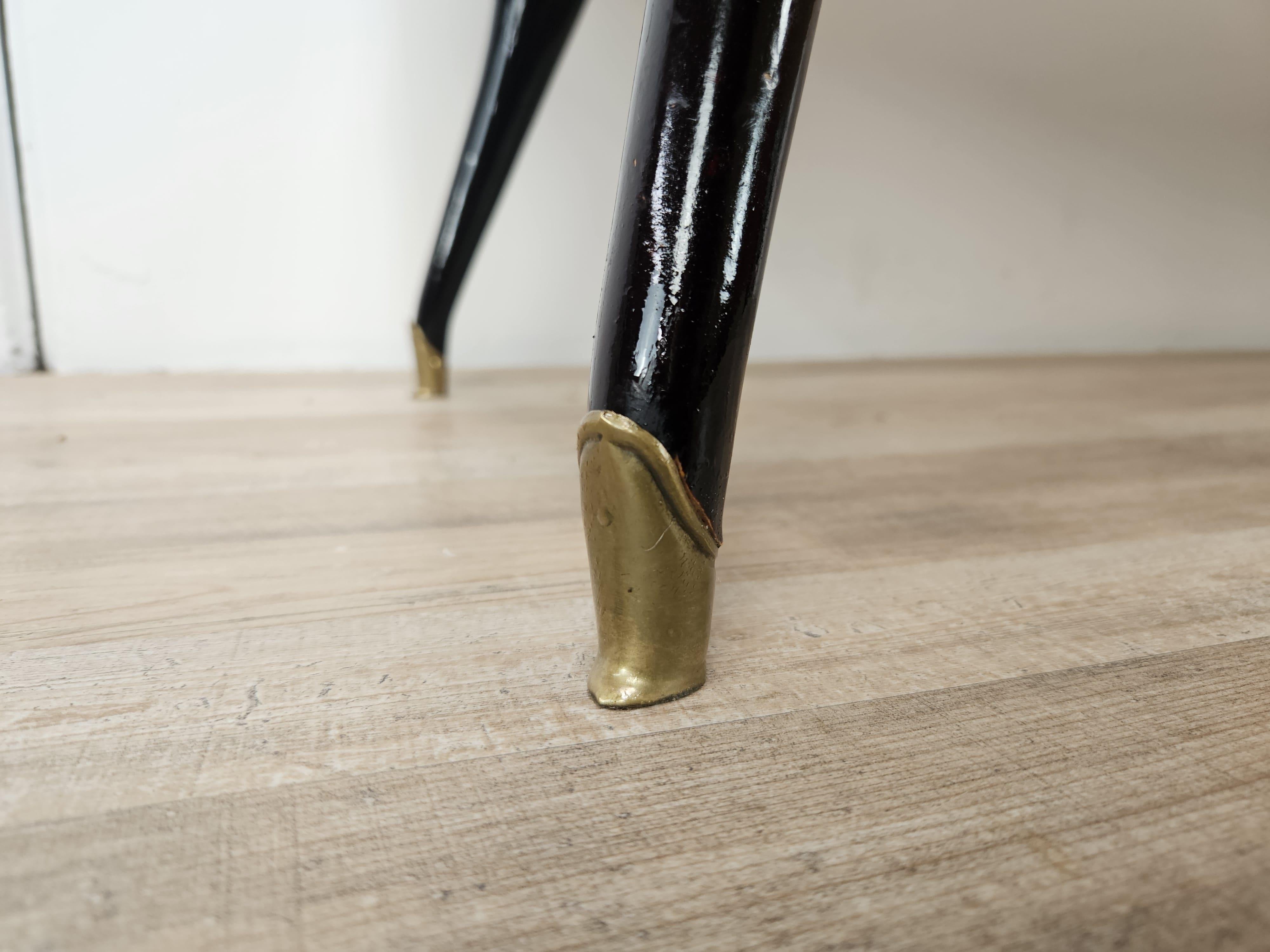 Cómoda italiana vintage de los años 50 en madera de caoba, cristal y latón en venta 5