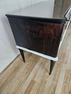 Black white lacquered chest of drawers with glass top 20th century