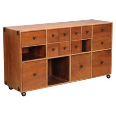Commode Manifattura Bernini Design by Fabio Lenci en noyer et laiton 1970