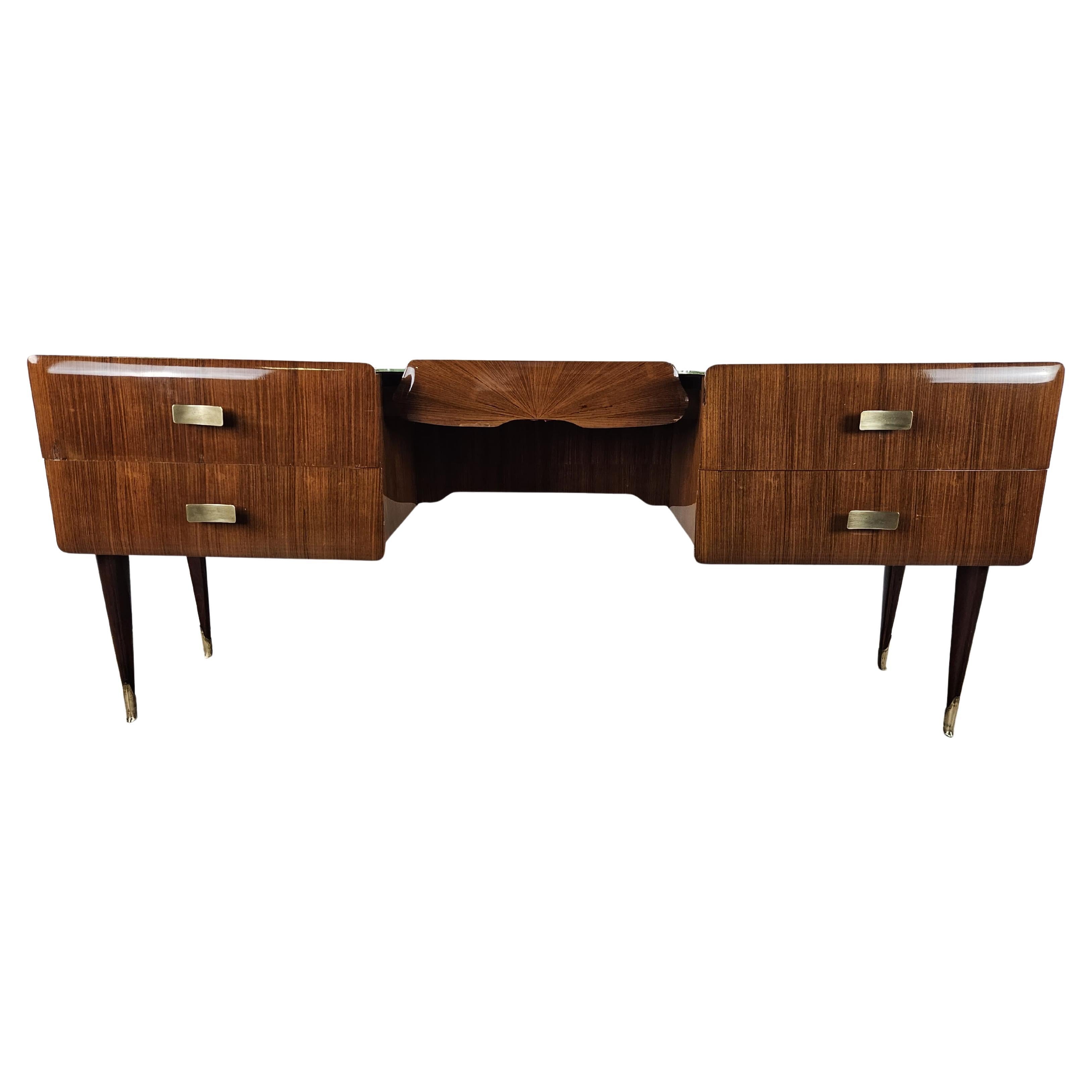 Mid century mahogany brass and glass 20th century chest of drawers