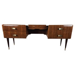 Mid century mahogany brass and glass 20th century chest of drawers